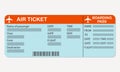 Airline boarding pass ticket. Detailed blank of airplane ticket. Colorful vector illustration. Royalty Free Stock Photo